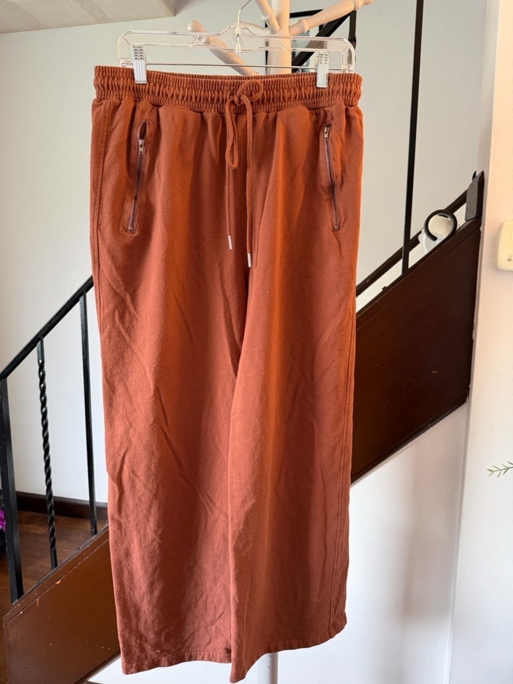 Wide Leg Drawstring Pants - Rust - Picture 3 of 5